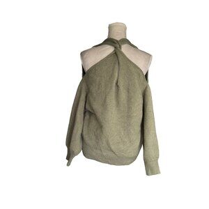Versona Womens Sage Green Cross Over V-Neck Open Back Sweater Size S